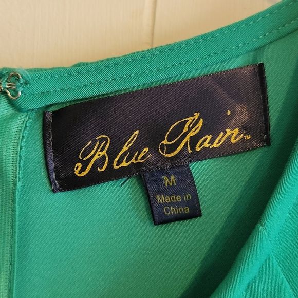 Blue Rain belted flare dress Medium - Picture 2 of 7